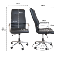 Topsit LEC000152 Ergonomischer Bürostuhl, Kunstleder Chefsessel mit Armlehnen, Schwarz